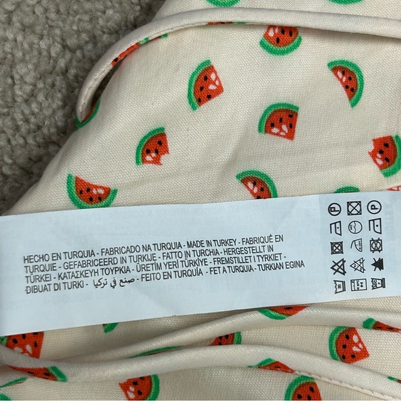 Zara cream watermelon print halter crop top open back lace up M summer festival - Picture 12 of 14